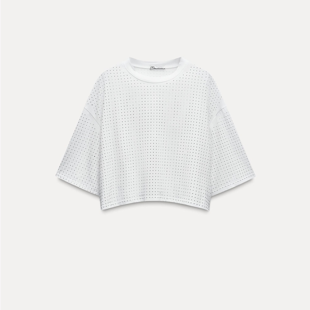 White Embellished Cropped Top, NWT!
